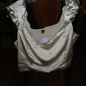 Wild Fable Cream Satin Sleeveless Blouse